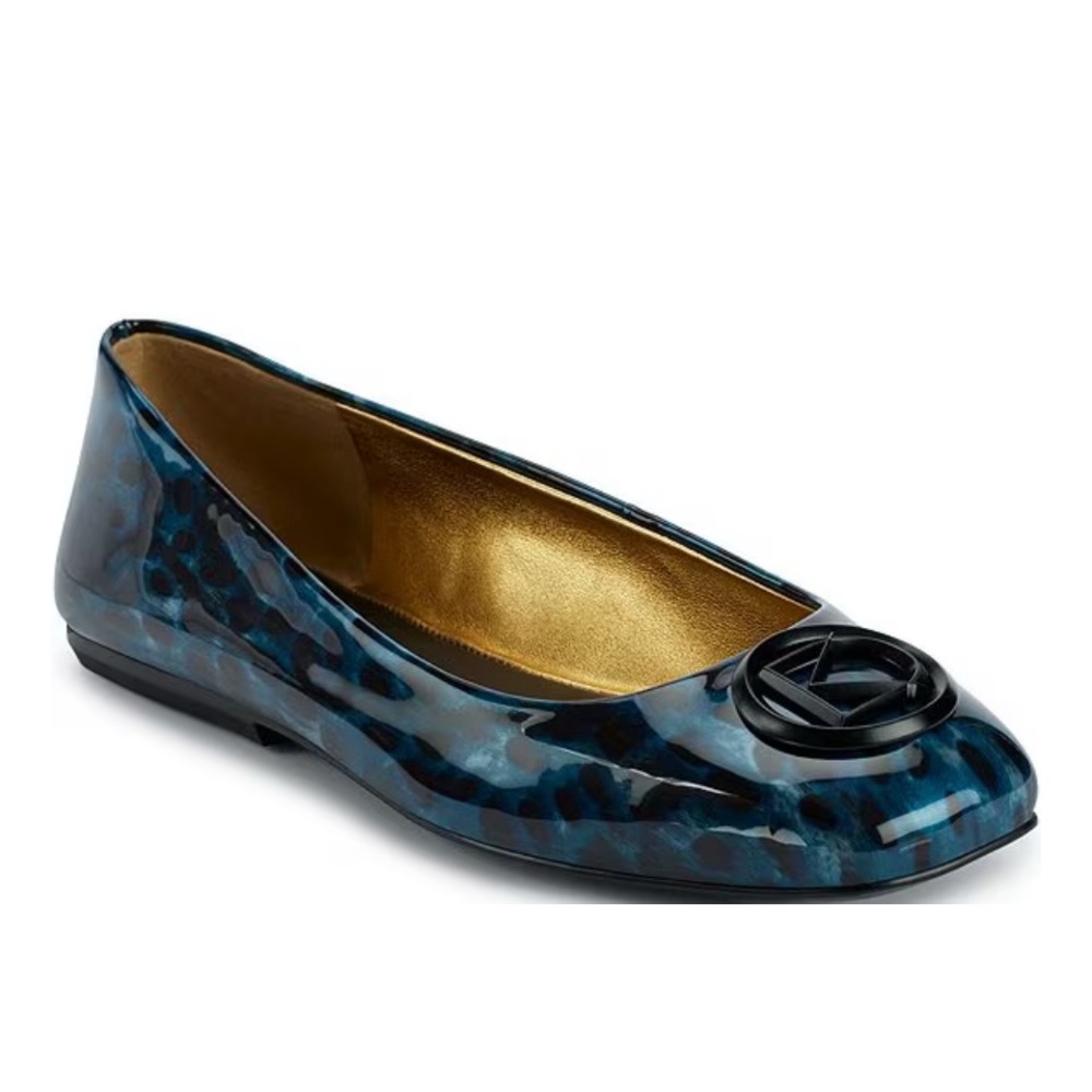 Donna Karan Blue Leopard Flats